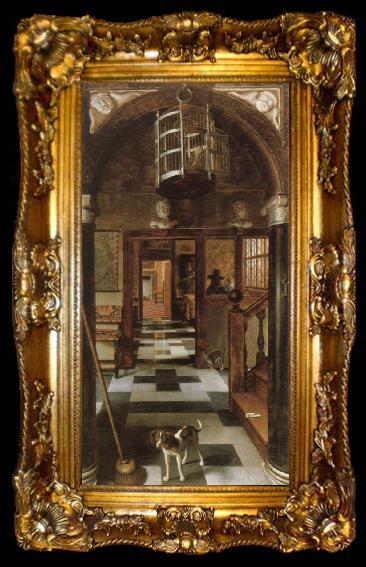 framed  Samuel van hoogstraten a view down a corridor, ta009-2